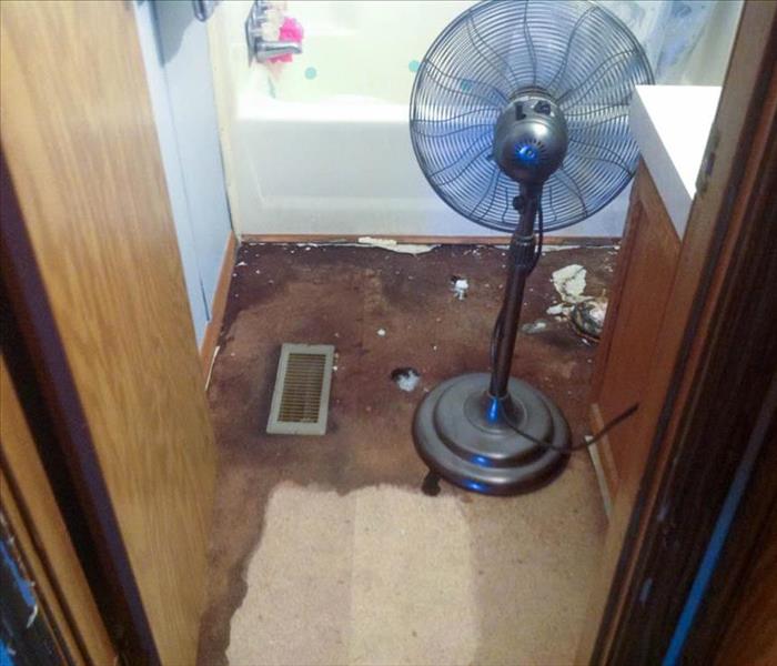 Water damage inside bathroom