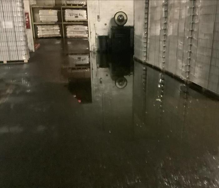 Standing water in a room.